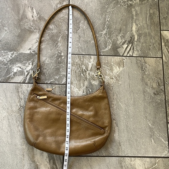 🤎 Hobo International Large Leather Tan / Gold / Grey Bag Long Strap - Picture 8 of 11